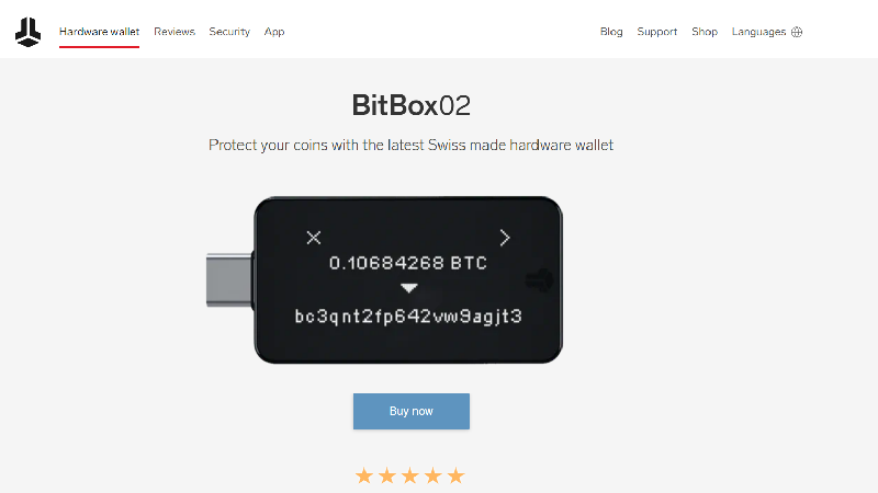 Portefeuille cryptographique anonyme BitBox02 sans obligation d'identification.

