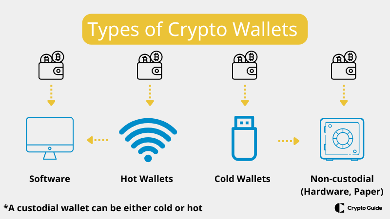 Types de portefeuilles de crypto-monnaie.
